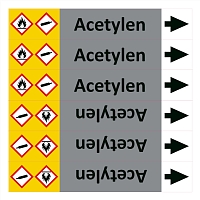 Značení potrubí ISO 20560, acetylen